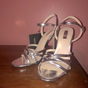 F21 Silver Open Toed Heels